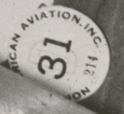 Factory button worn by Pearlyne "North American Aviation D31, 214"