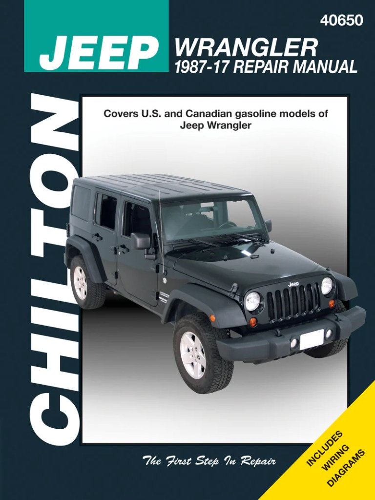 Front cover of a Chilton repair manual for a Jeep Wrangler.